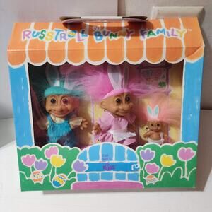 Vintage RUSS Berrie Russ Troll Doll Bunny Family 5" / 2" Baby Easter